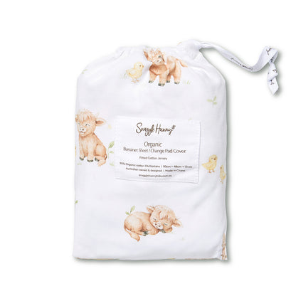 SNUGGLE HUNNY | FITTED BASSINET AND CHANGE PAD COVER | HIGHLAND COWS