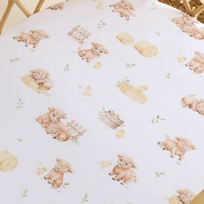 SNUGGLE HUNNY | FITTED BASSINET AND CHANGE PAD COVER | HIGHLAND COWS