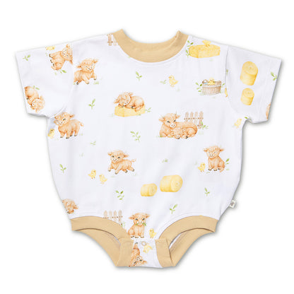SNUGGLE HUNNY | ORGANIC OVERSIZED ROMPER | HIGHLAND COWS