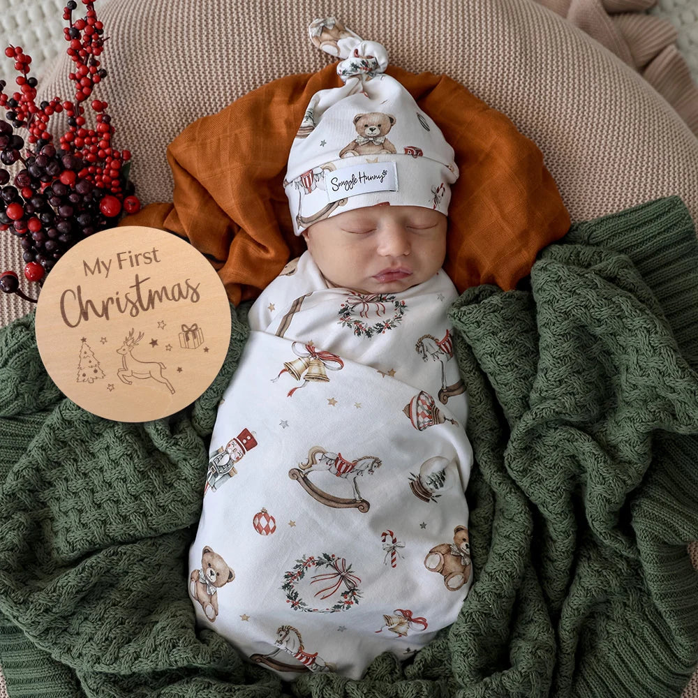 SNUGGLE HUNNY | WOODEN MILESTONE DISC | CHRISTMAS/EASTER