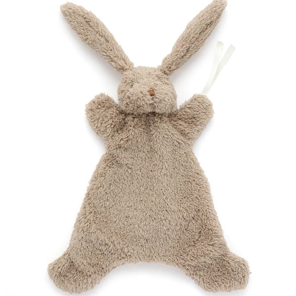 Plush bunny toy on a white background