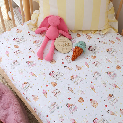 SNUGGLE HUNNY | FITTED COT SHEET | ICE CREAMS
