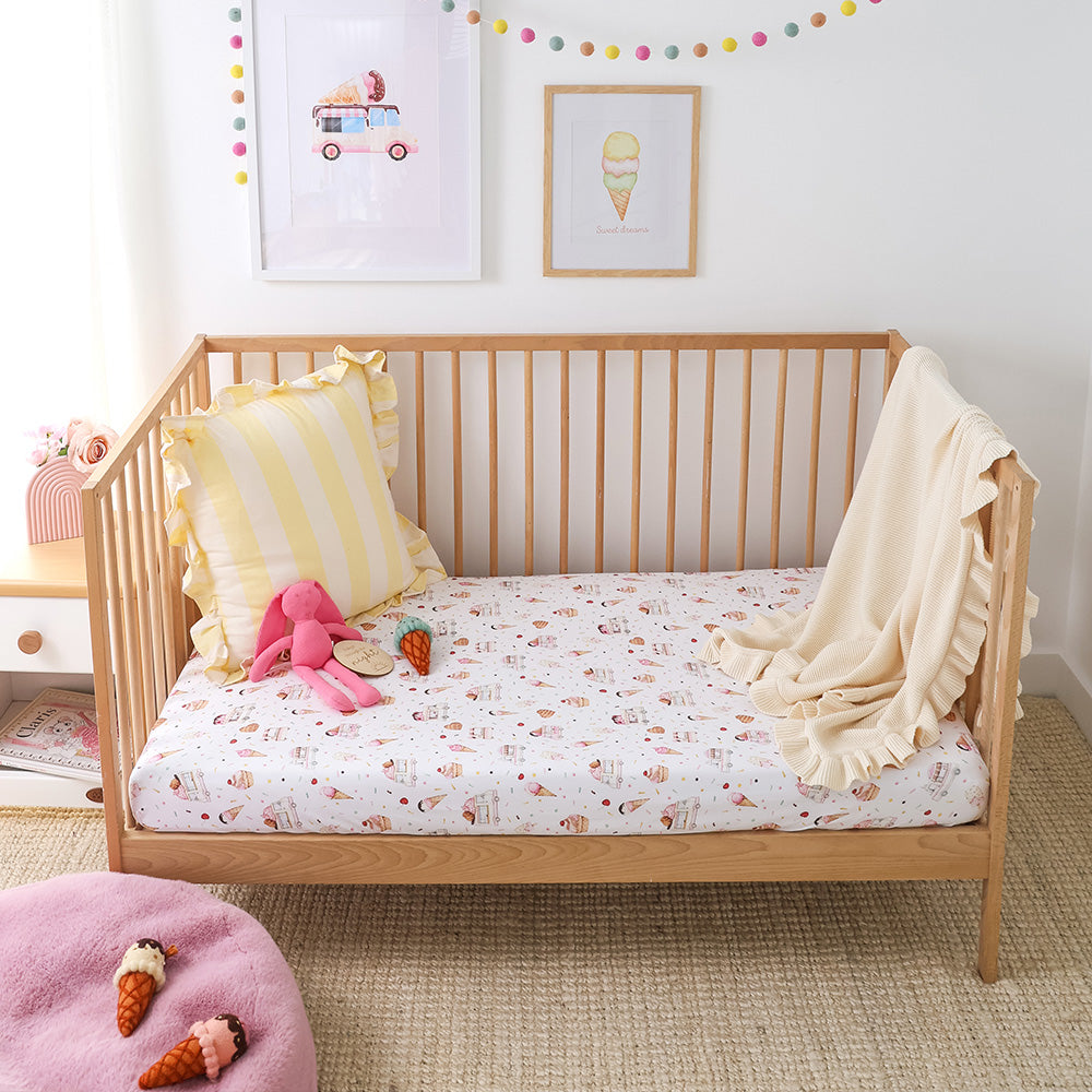 SNUGGLE HUNNY | FITTED COT SHEET | ICE CREAMS
