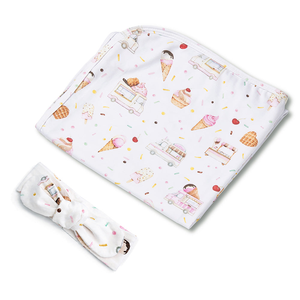 SNUGGLE HUNNY | JERSEY WRAP AND HEADBAND SET | ICE CREAMS
