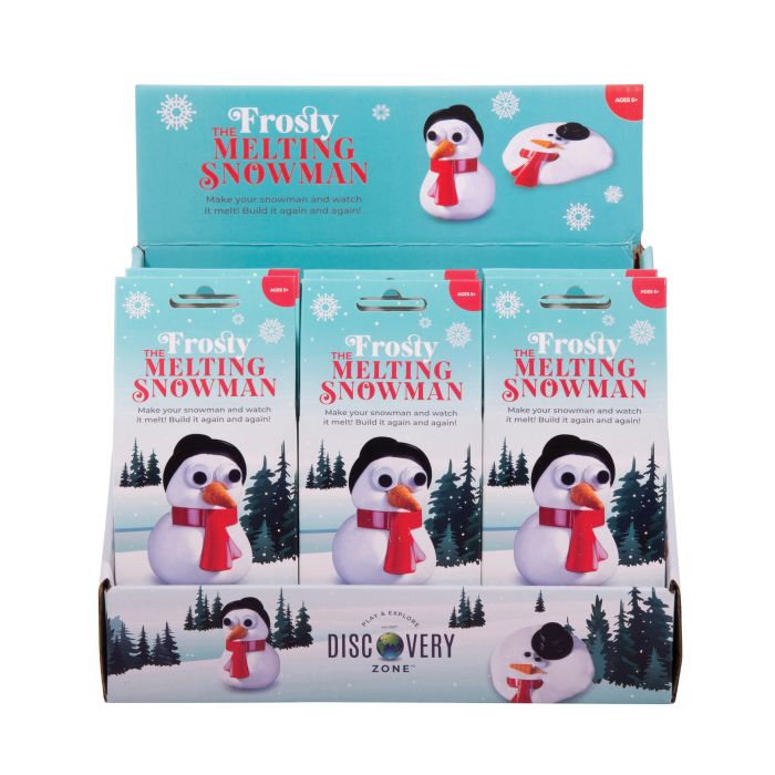 Display box of 'The Frosty Melting Snowman' toy by Discovery Zone.