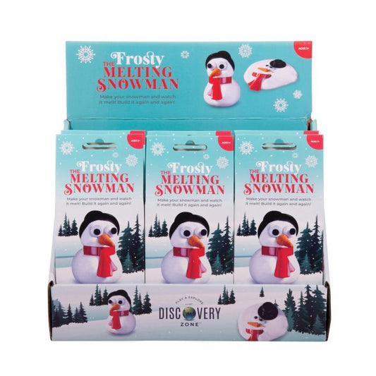 Display box of 'The Frosty Melting Snowman' toy by Discovery Zone.