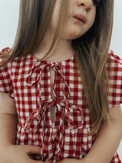 BLOSSOM AND PEAR DRESS | RED GINGHAM