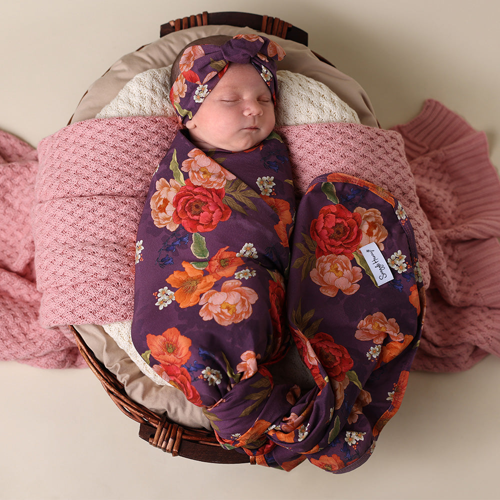 Snuggle Hunny Jersey Wrap and Headband Set - Sienna