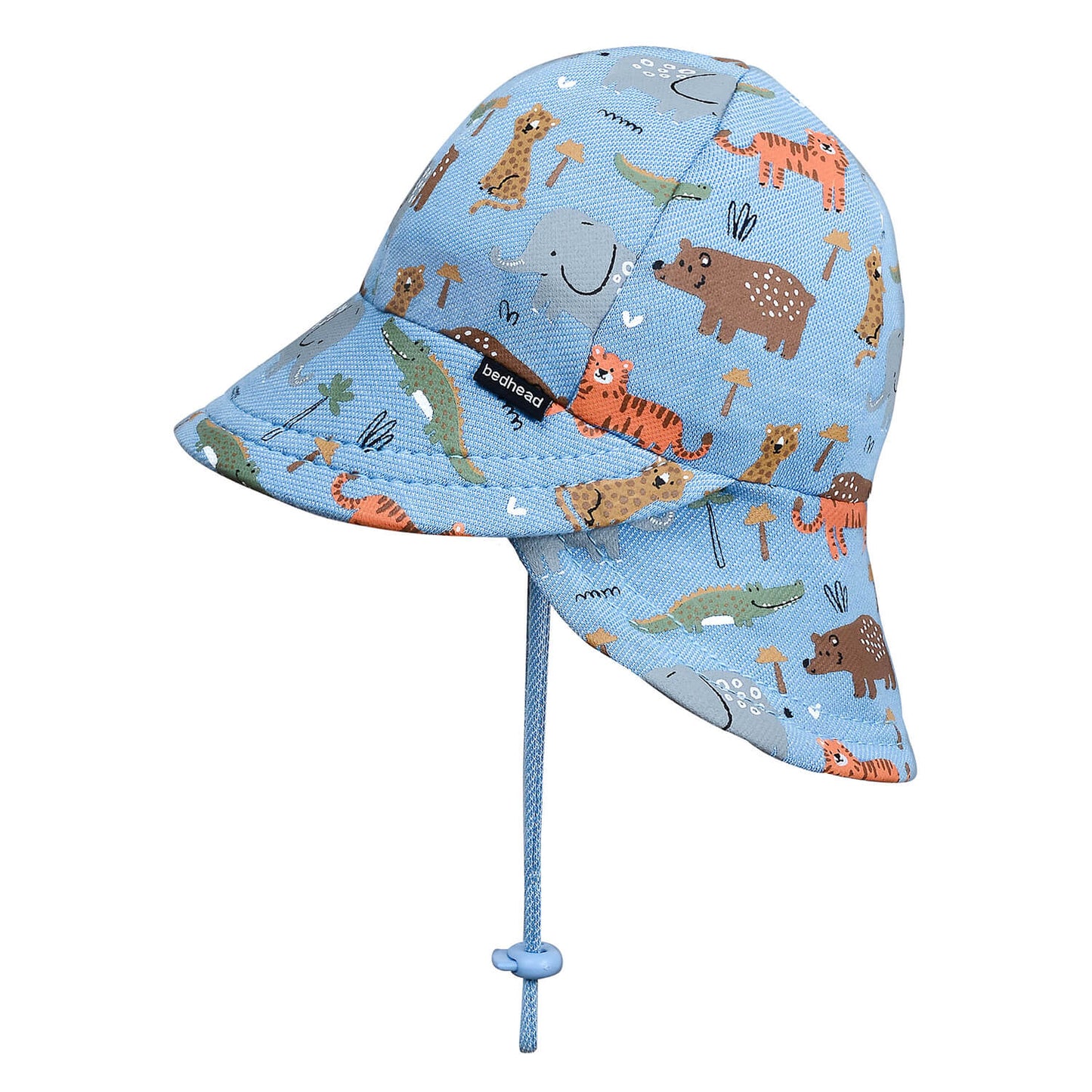 Children's sun hat with animal pattern on a white background