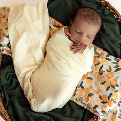 Snuggle Hunny Jersey Wrap and Beanie Set | Lemon Sorbet