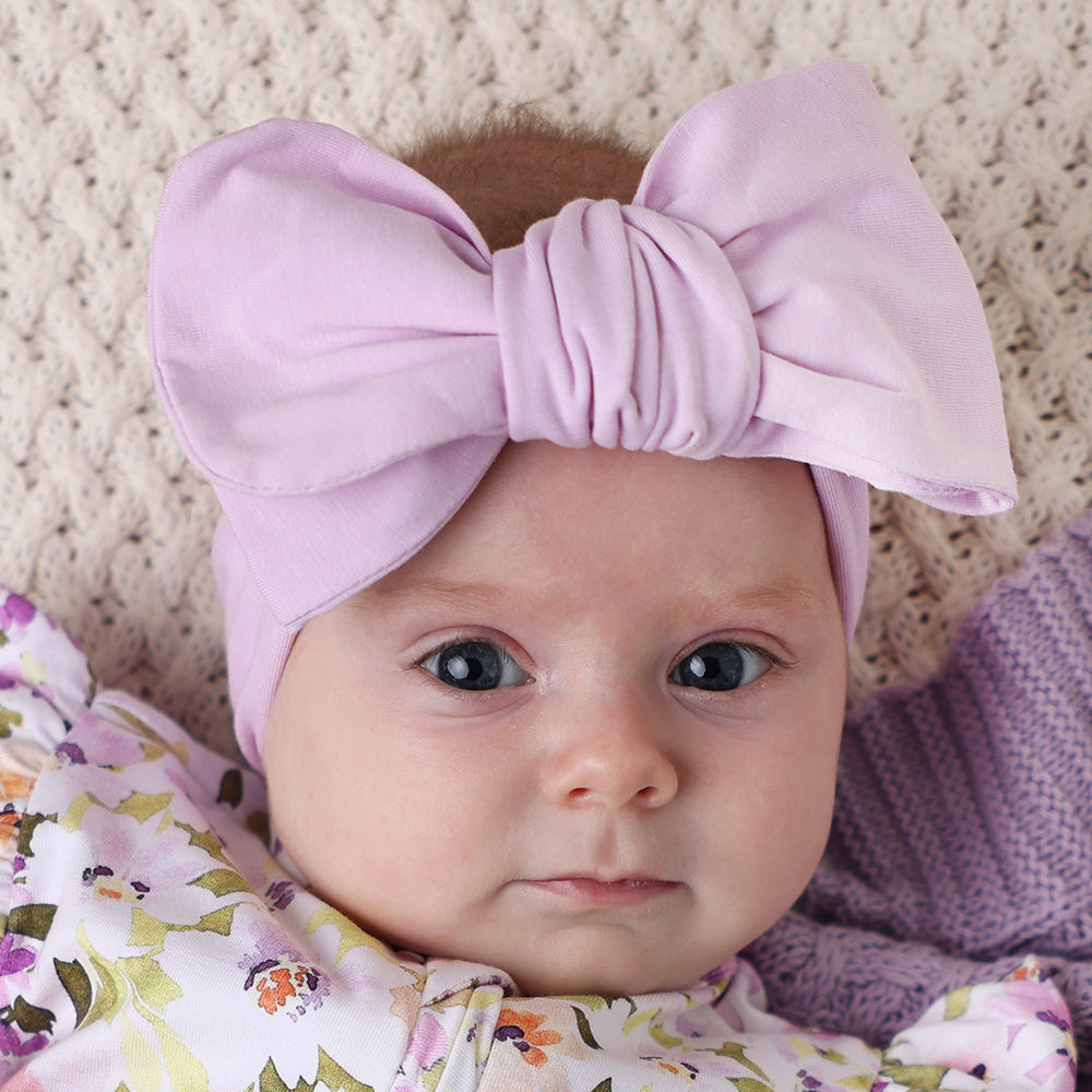 SNUGGLE HUNNY ORGANIC COTTON OVERSIZED BOW | LILAC