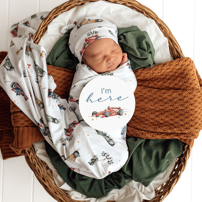 Snuggle Hunny Jersey Wrap and Beanie Set | Little Racers