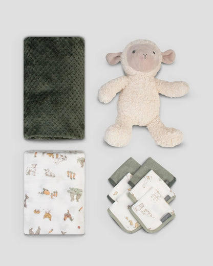 LITTLE LINEN BOXED BABY GIFT SET | FARMYARD LAMB