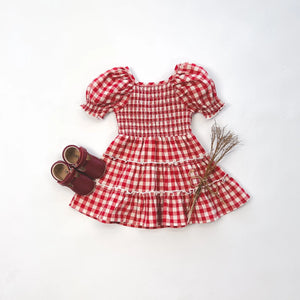 Love Henry Baby Girls Daisy Dress - Red Check