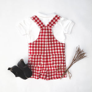 Love Henry Ned Dungaree - Red Check