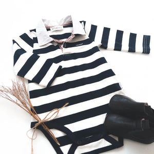 Love Henry Freddie Polo Romper - Navy Stripe