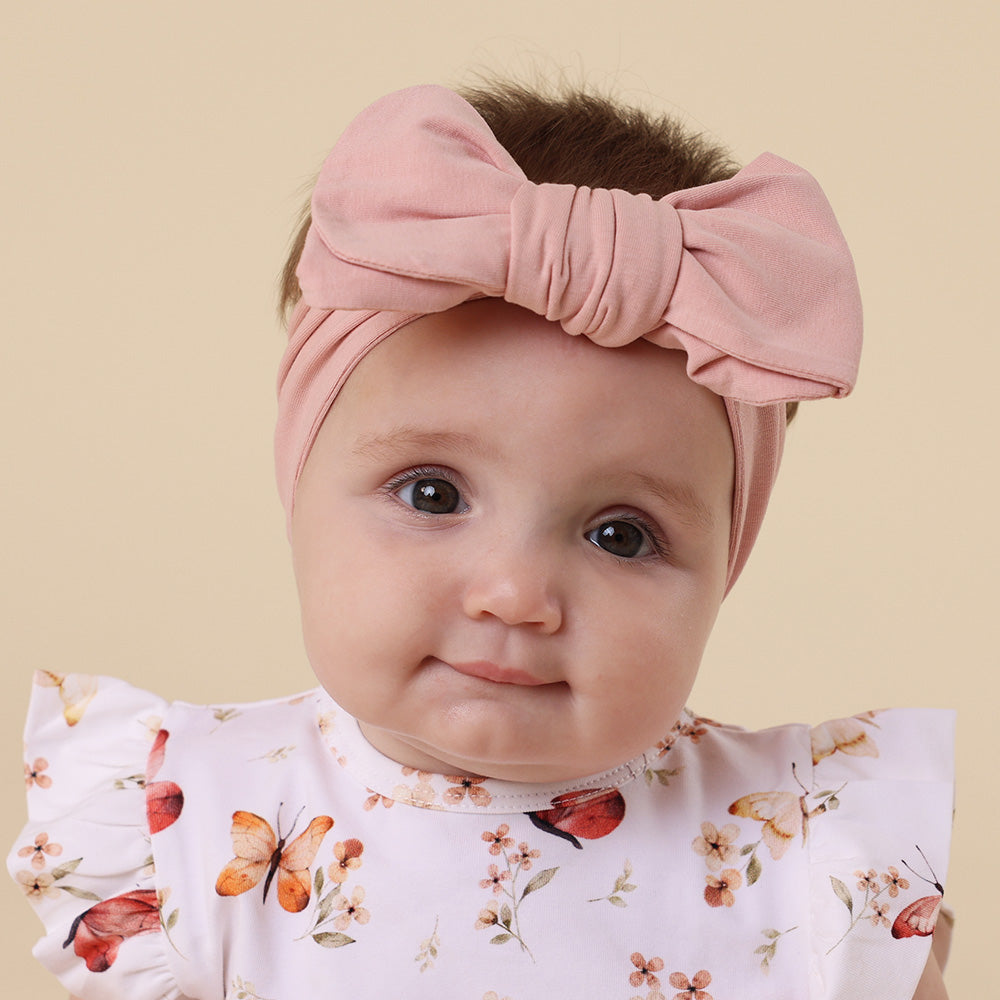 SNUGGLE HUNNY ORGANIC COTTON OVERSIZED BOW | LULLABY PINK
