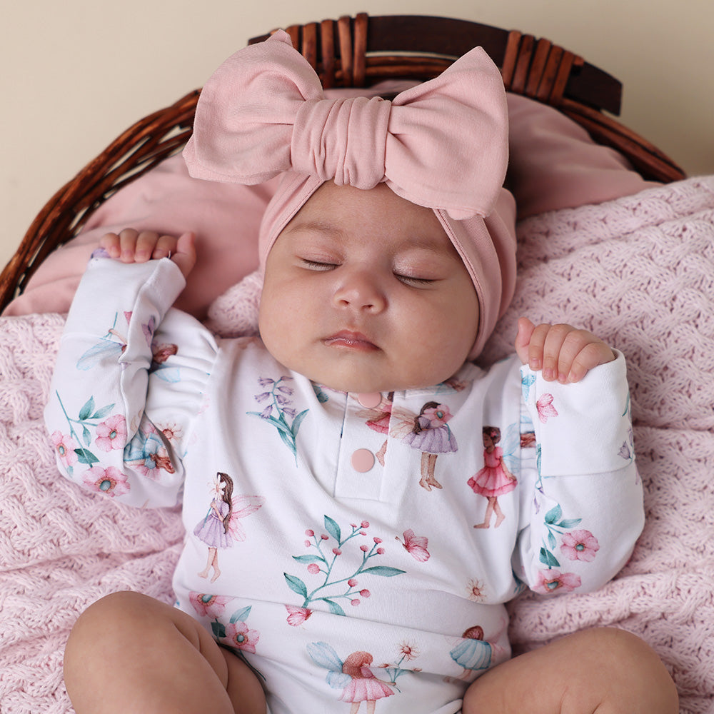 SNUGGLE HUNNY ORGANIC COTTON OVERSIZED BOW | LULLABY PINK