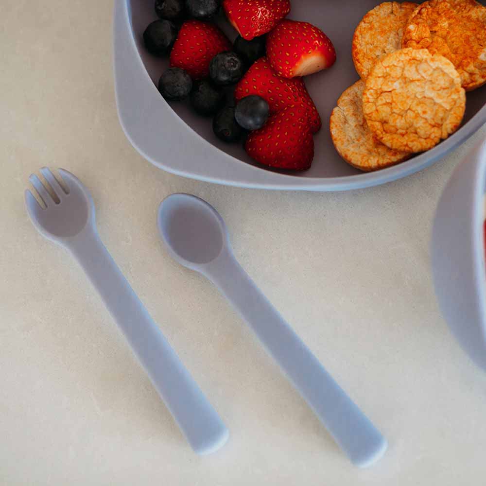 Snuggle Hunny silicone cutlery set - angus and dudley