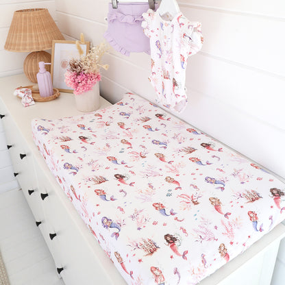 Snuggle Hunny Fitted Bassinet & Change Pad Cover - Mermaid