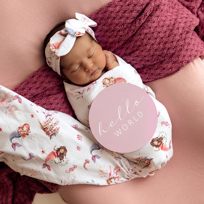 Snuggle Hunny Jersey Wrap and Headband Set - Mermaid