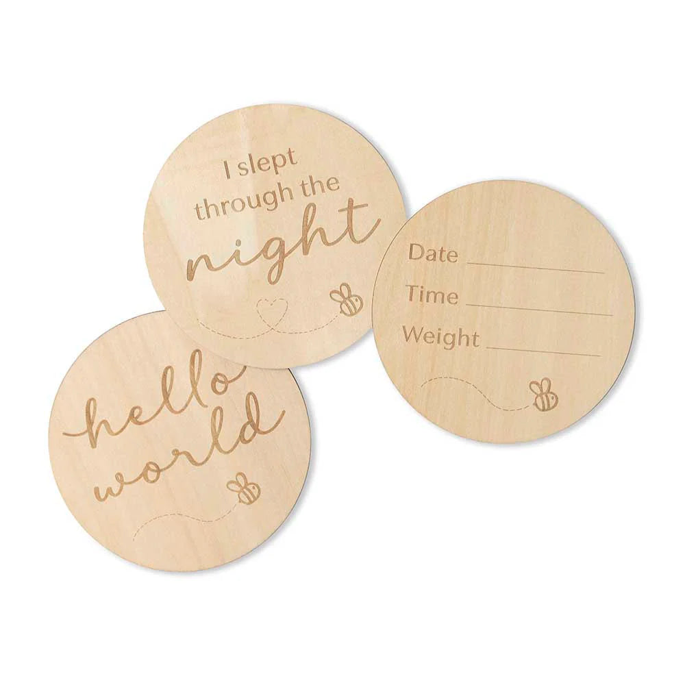 Snuggle Hunny Wooden Milestone Discs - Busy Bee