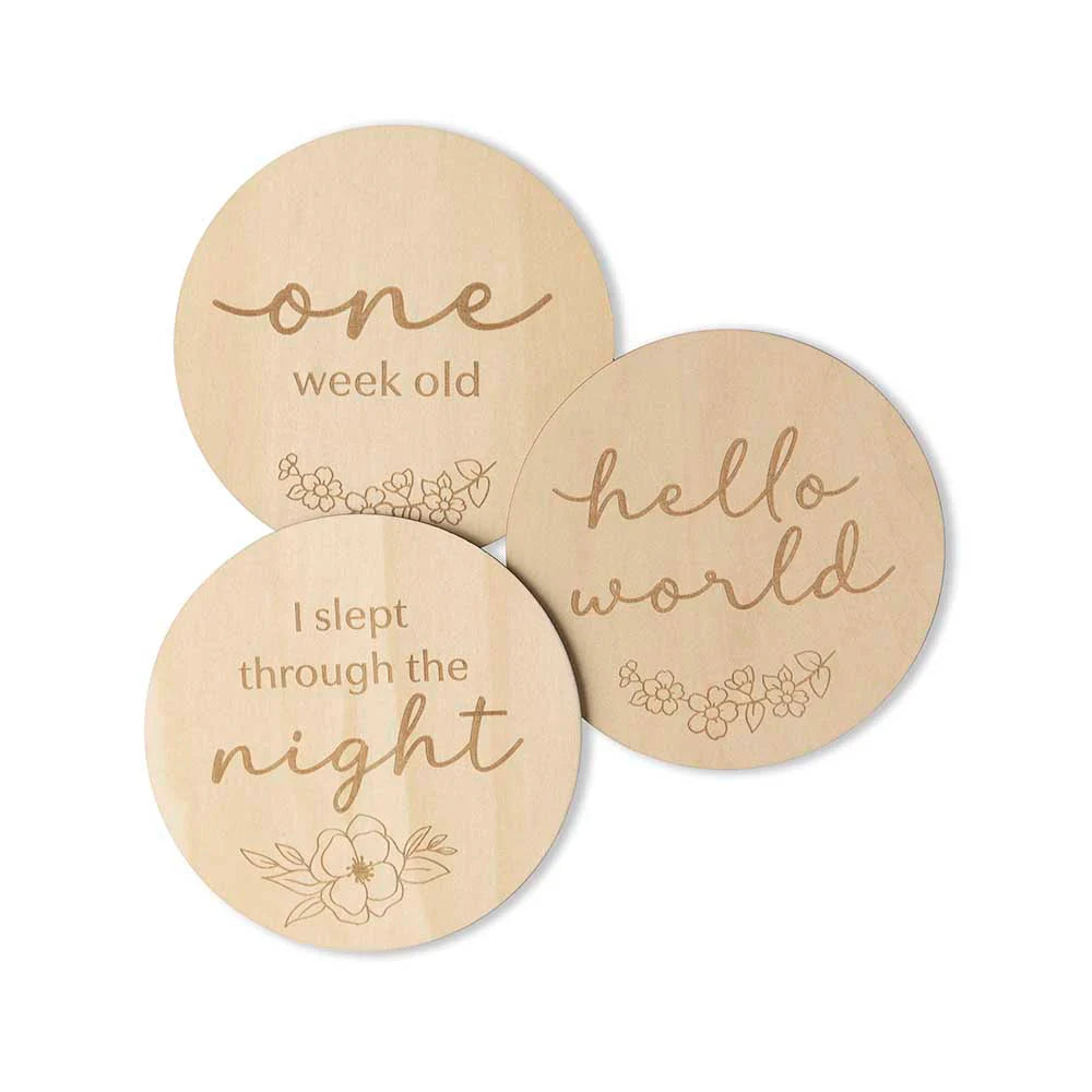 Snuggle Hunny Wooden Milestone Discs | Floral