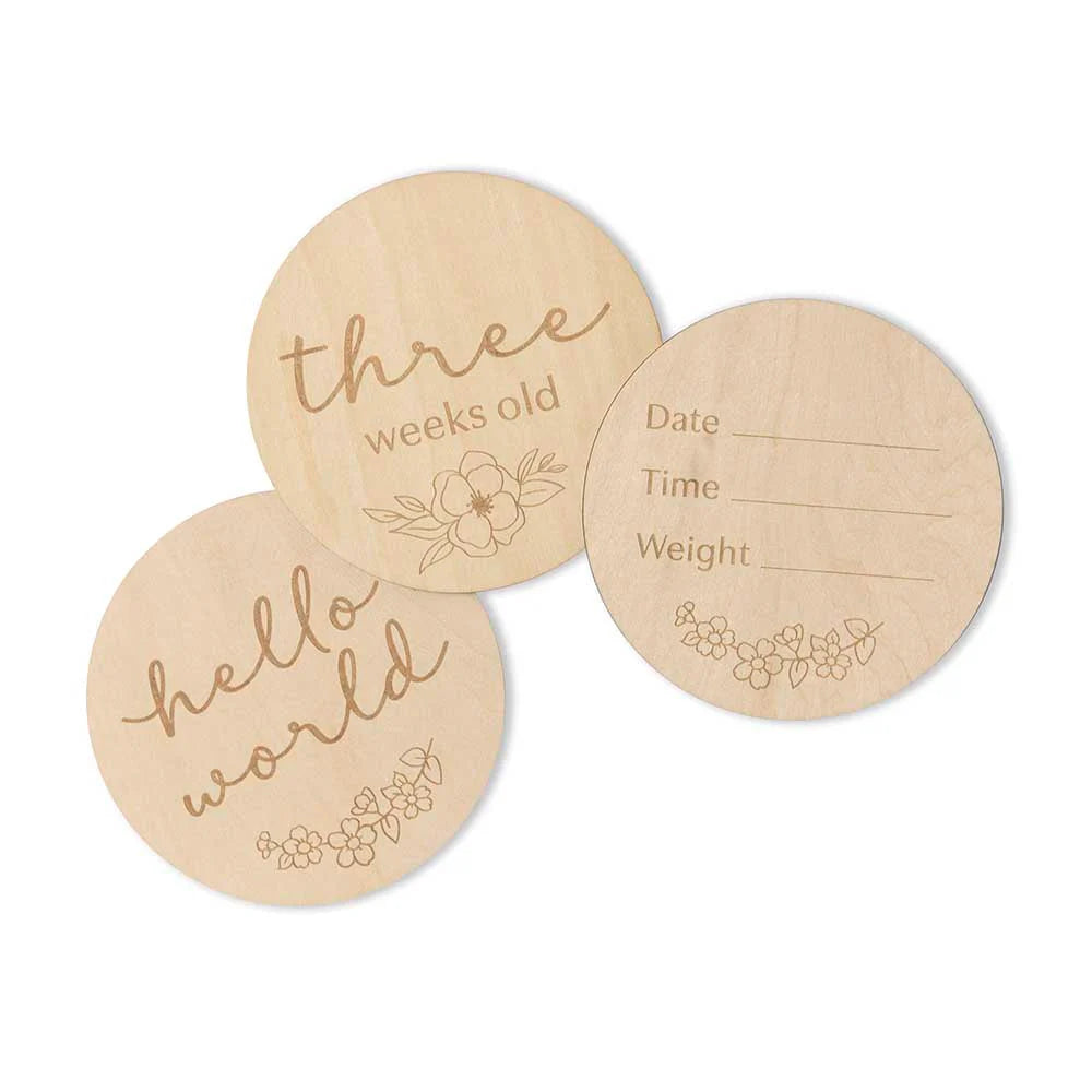 Snuggle Hunny Wooden Milestone Discs | Floral