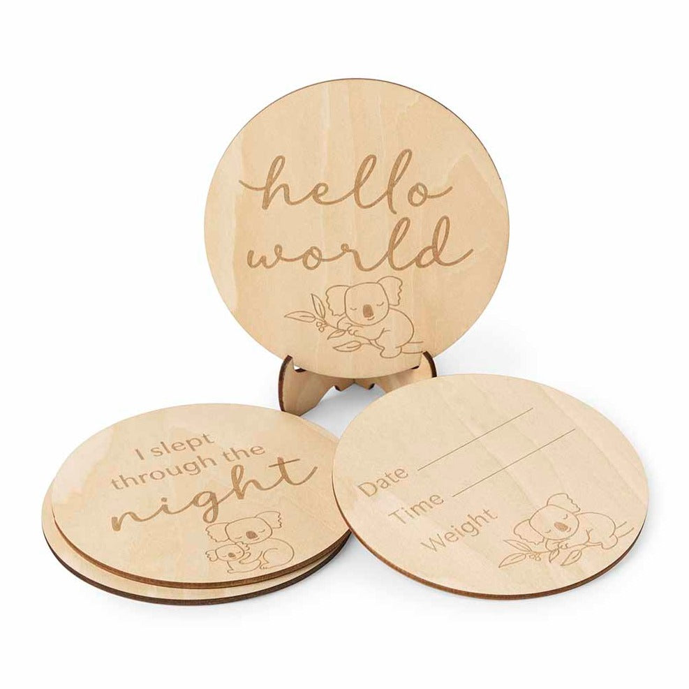Snuggle Hunny Wooden Milestone Discs - Koala - Angus & Dudley Collections