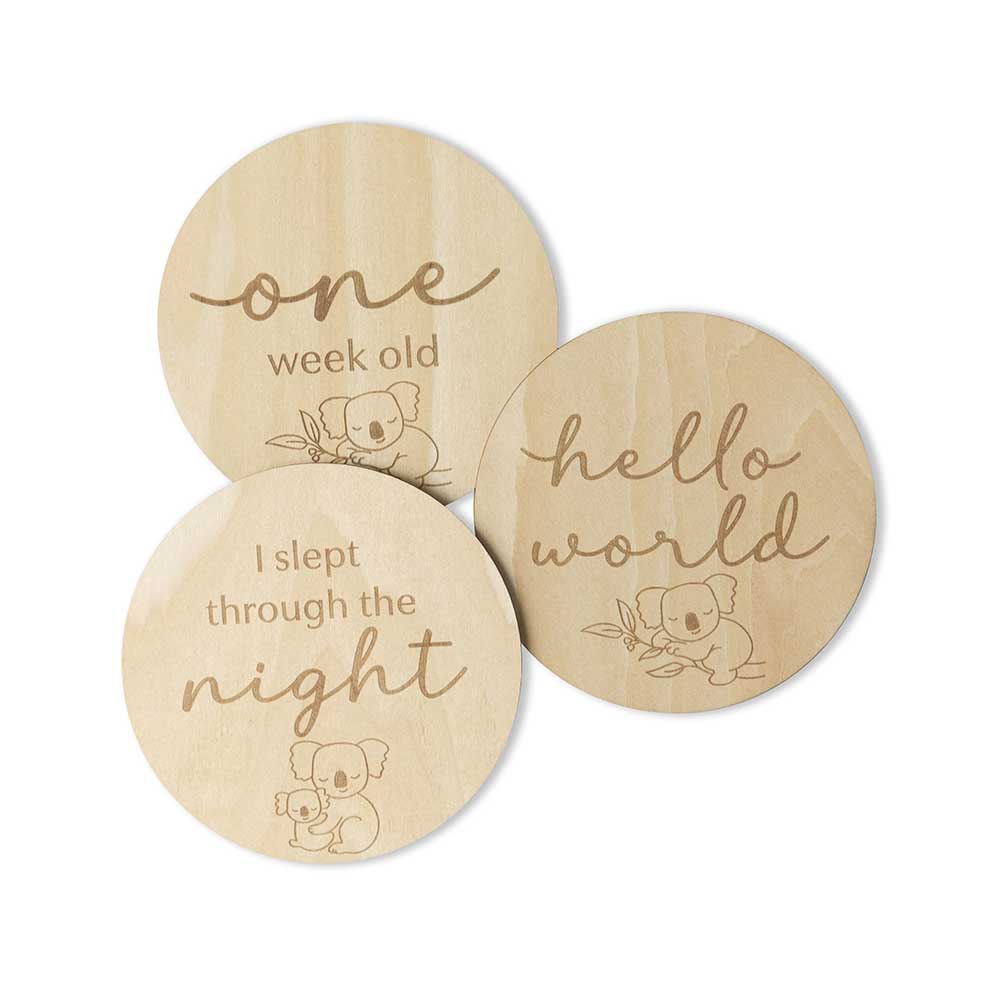 Snuggle Hunny Wooden Milestone Discs - Koala - Angus & Dudley Collections