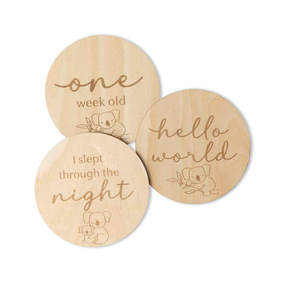 Snuggle Hunny Wooden Milestone Discs - Koala - Angus & Dudley Collections