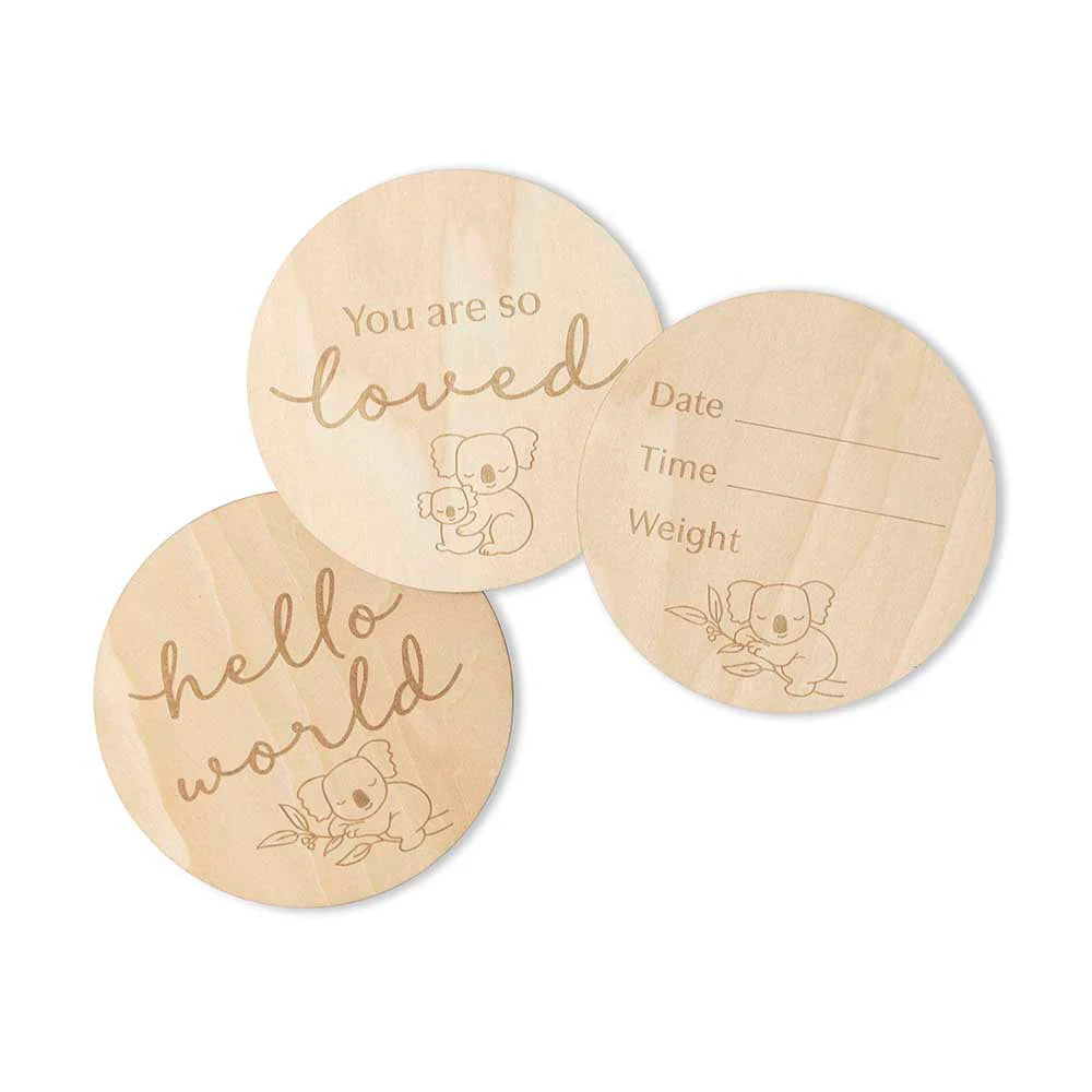 Snuggle Hunny Wooden Milestone Discs - Koala - Angus & Dudley Collections