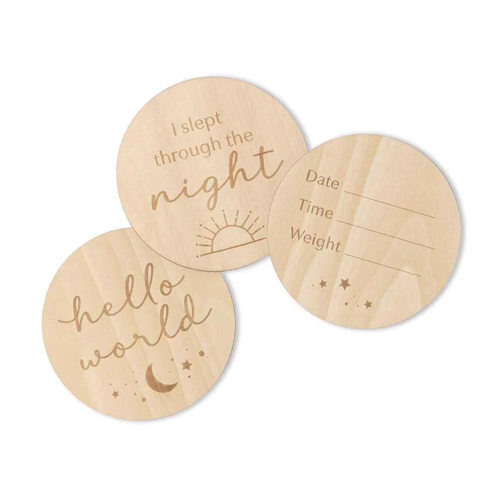 Snuggle Hunny Wooden Milestone Discs | Sun and Moon