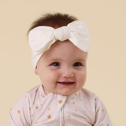 SNUGGLE HUNNY ORGANIC COTTON OVERSIZED BOW | MILK
