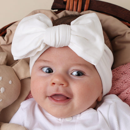 SNUGGLE HUNNY ORGANIC COTTON OVERSIZED BOW | MILK
