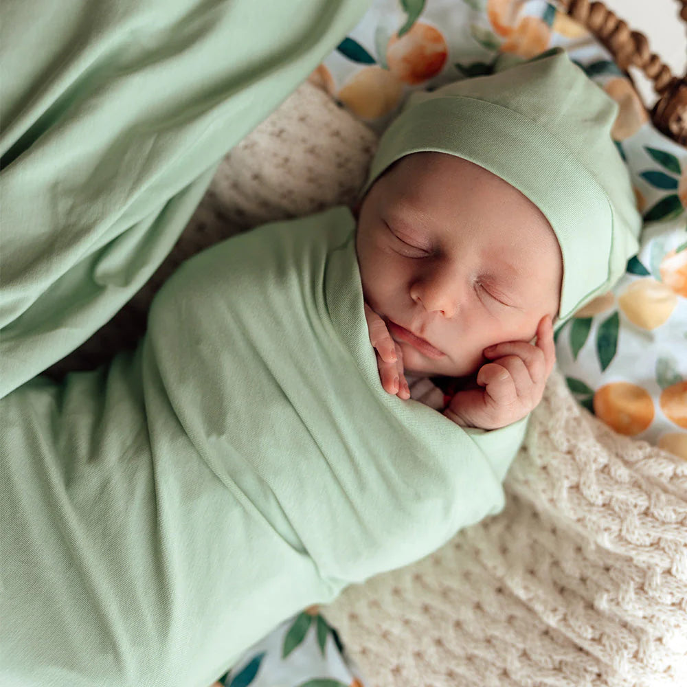 Snuggle Hunny Jersey Wrap and Beanie Set | Mint