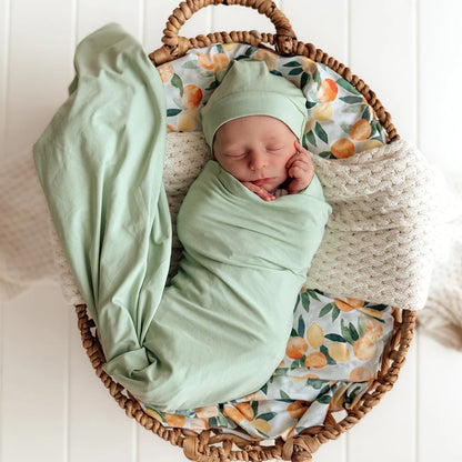 Snuggle Hunny Jersey Wrap and Beanie Set | Mint