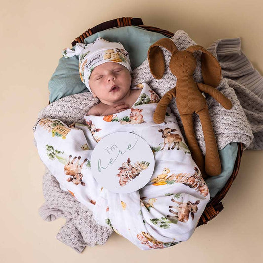 Snuggle hunny muslin wrap - angus and dudley