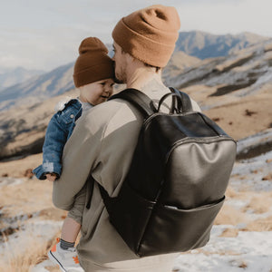 Oioi Vegan Leather Multitasker Nappy Backpack - Black