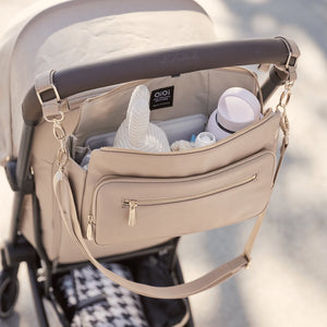 Oioi Vegan Leather Multitasker Pram Caddy - Oat