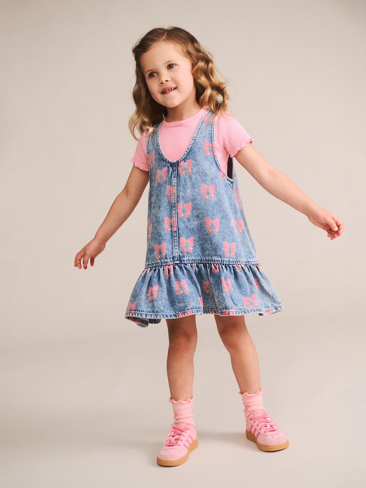 HUXBABY | DREAMY DENIM CHERRY PINAFORE