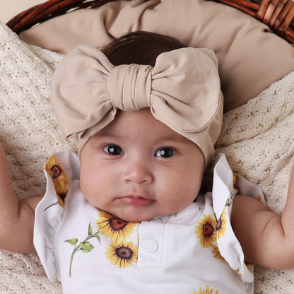 SNUGGLE HUNNY ORGANIC COTTON OVERSIZED BOW | PEBBLE