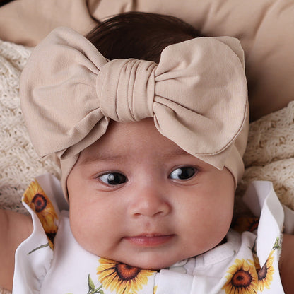 SNUGGLE HUNNY ORGANIC COTTON OVERSIZED BOW | PEBBLE