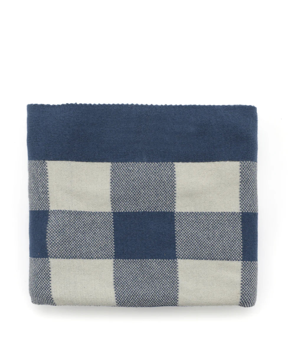 NANA HUCHY KNIT BLANKET | BLUE GINGHAM
