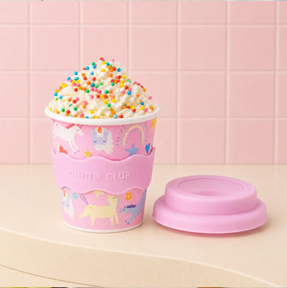 CHINO CLUB BABY CHINO CUP WITH LID | PINK UNICORN