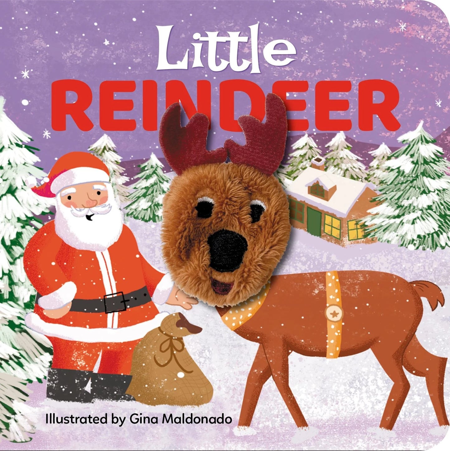 Book cover of 'Little Reindeer' with Santa Claus and a reindeer illustration.
