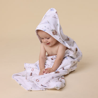 Snuggle Hunny Hooded Organic Cotton Towel | Set Sail