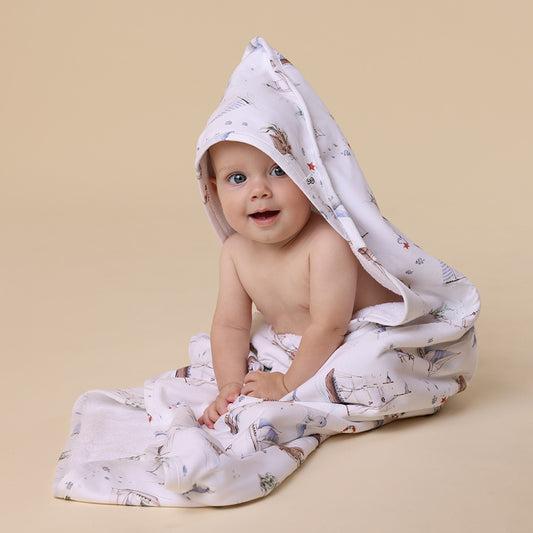 Snuggle Hunny Hooded Organic Cotton Towel | Set Sail
