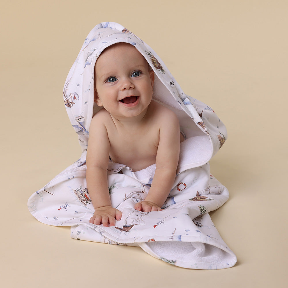 Snuggle Hunny Hooded Organic Cotton Towel | Set Sail