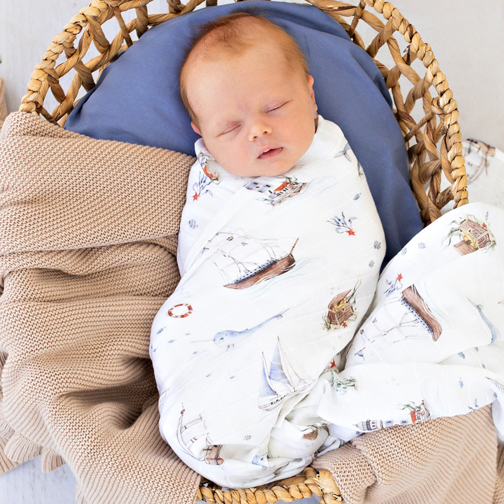 Snuggle Hunny Organic Cotton Muslin Wrap | Set Sail